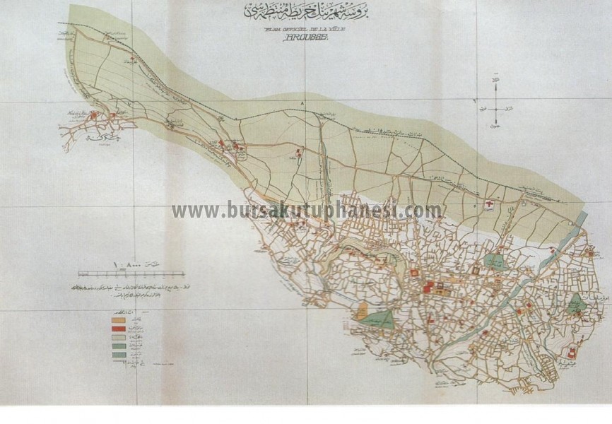 1921-1922 yılında istanbul’daki Kesfiyat ve insaat-ı Türk Sirketi tarafından hazırlanan bursa haritası