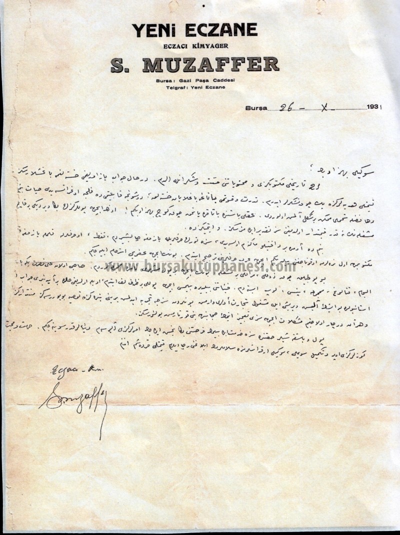 Eczacı ve kimyager S. Muzaffer