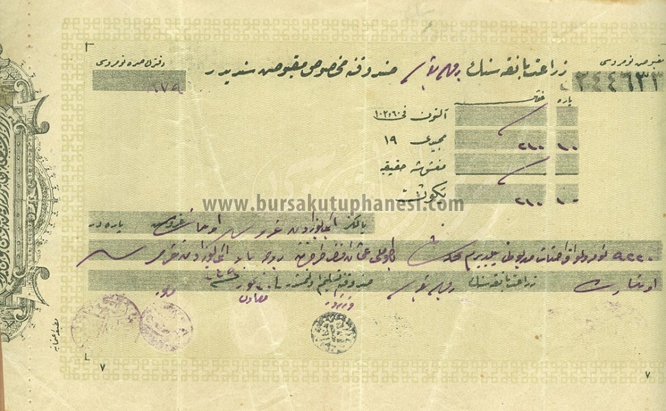 Ziraat-Bankasi-Bursa-Subesi-sandigina-mahsus-210-kurusluk-para-makbuzu